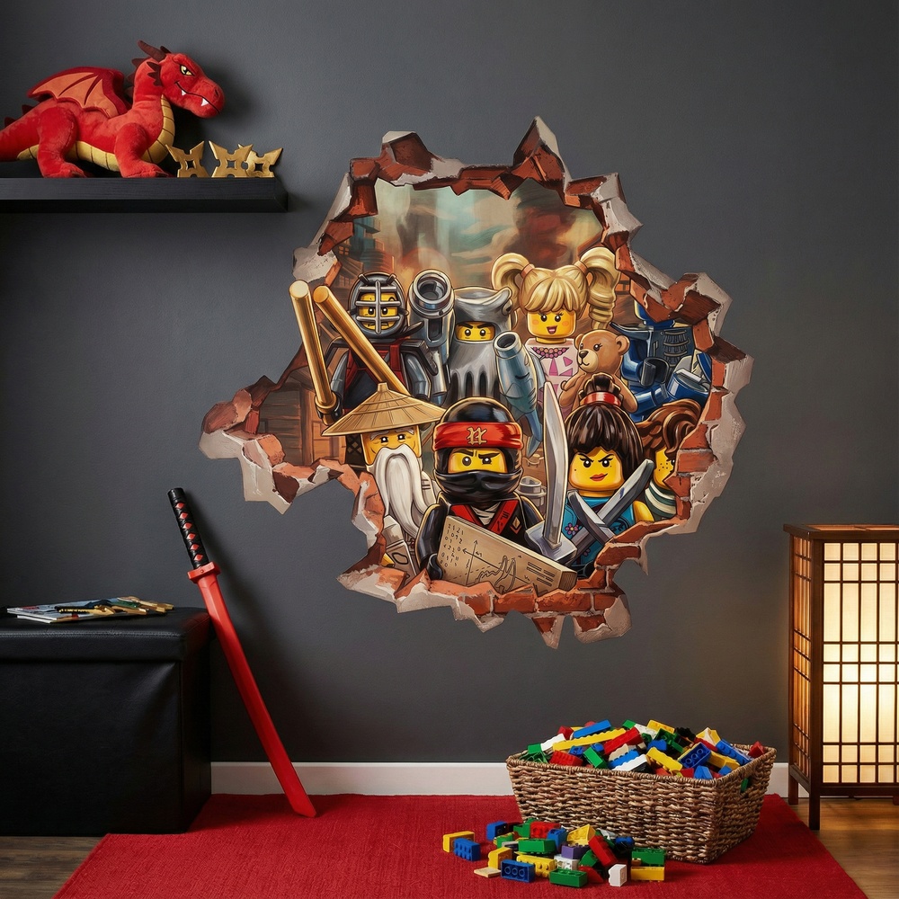 Stickers pour enfants: Trou de Mur H&eacute;ros Lego Ninjago