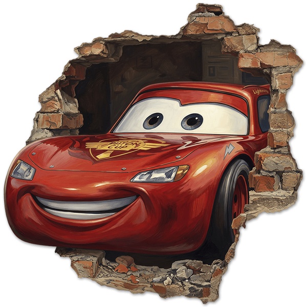 Stickers pour enfants: Trou de Mur Flash McQueen Pixar Cars