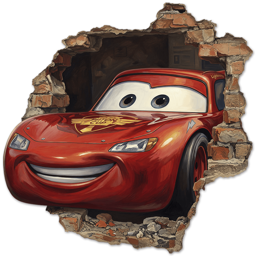 Stickers pour enfants: Trou de Mur Flash McQueen Pixar Cars