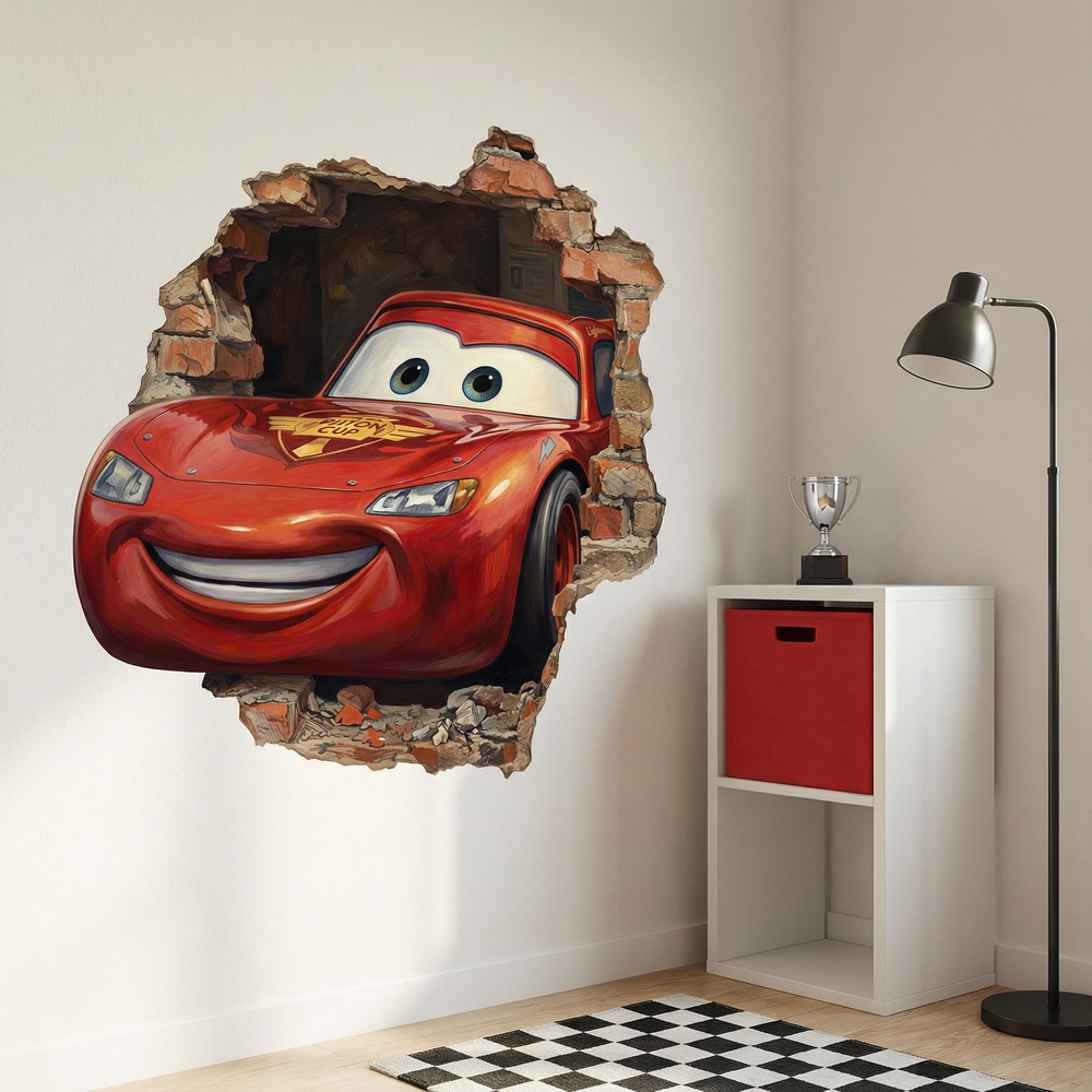 Stickers pour enfants: Trou de Mur Flash McQueen Pixar Cars