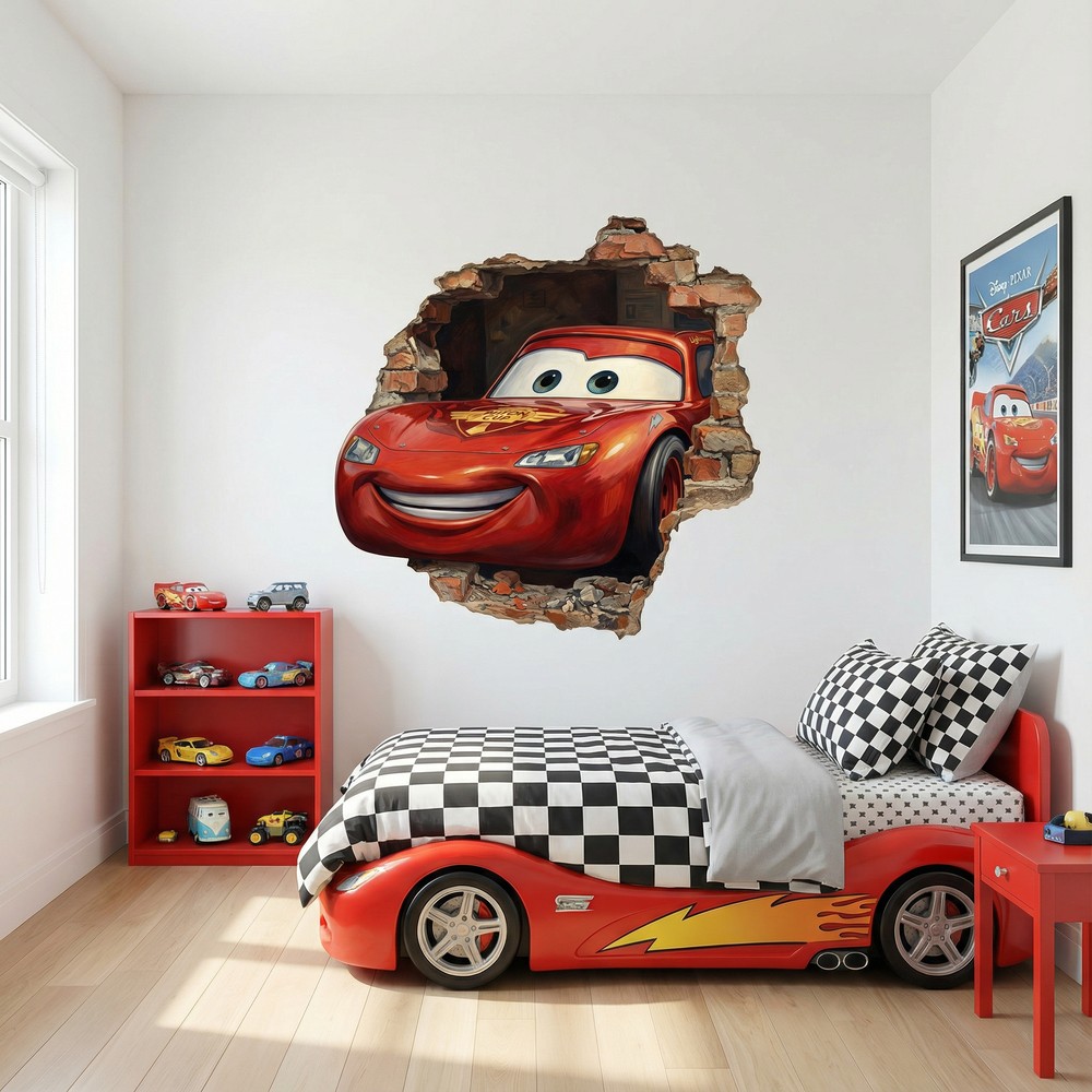 Stickers pour enfants: Trou de Mur Flash McQueen Pixar Cars