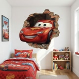 Stickers pour enfants: Trou de Mur Flash McQueen Pixar Cars 6