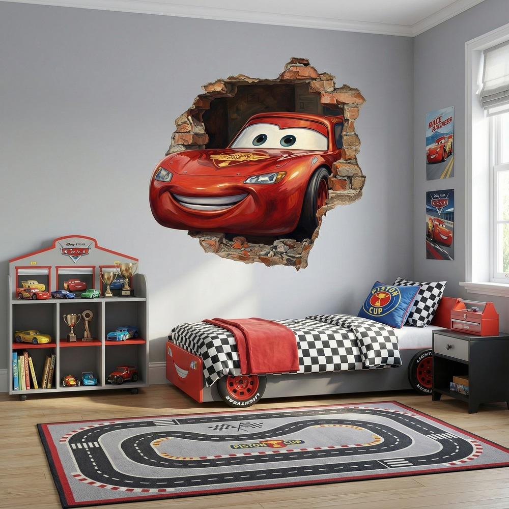 Stickers pour enfants: Trou de Mur Flash McQueen Pixar Cars