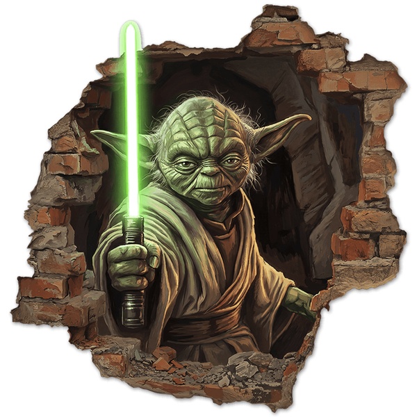 Stickers muraux: Trou de Mur Ma&icirc;tre Yoda Star Wars