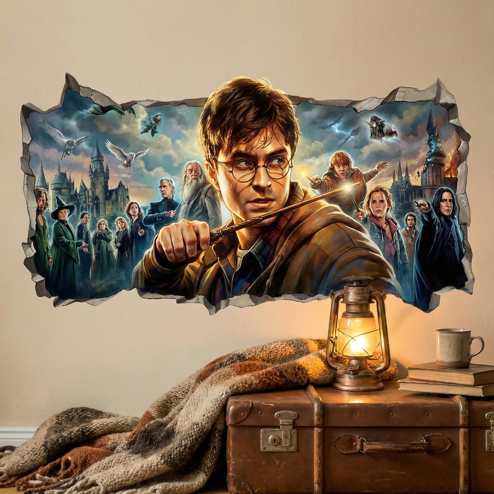 Stickers muraux: Trou de Mur Harry Potter Monde Magique