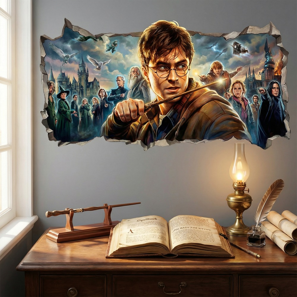 Stickers muraux: Trou de Mur Harry Potter Monde Magique