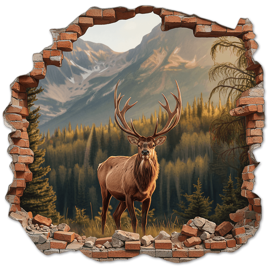 Stickers muraux: Trou de Mur Cerf de Montagne