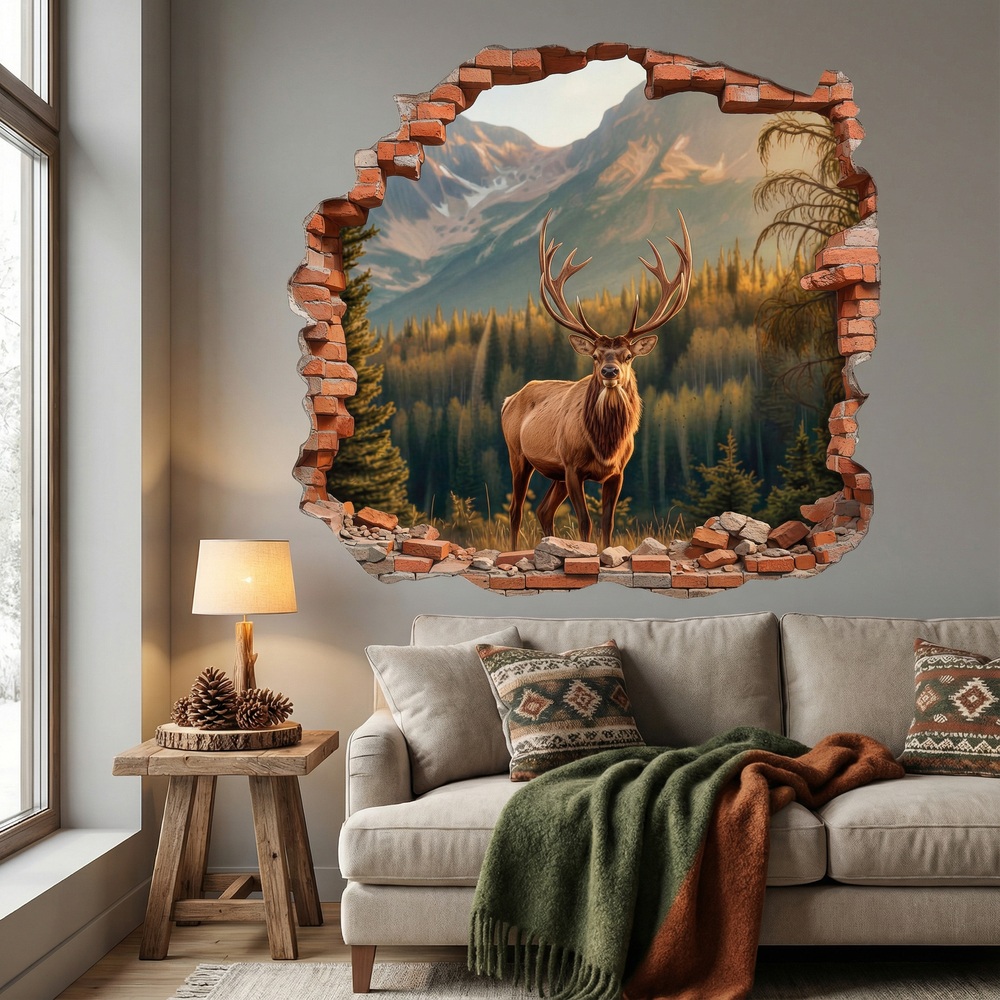Stickers muraux: Trou de Mur Cerf de Montagne