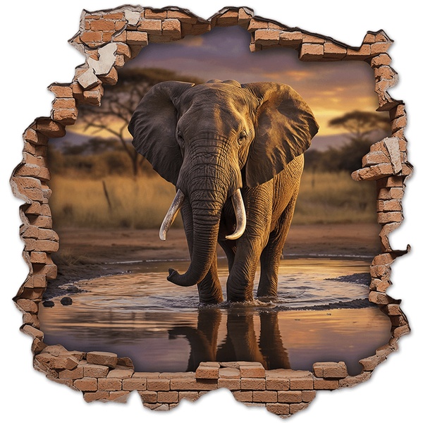 Stickers muraux: Trou de Mur &Eacute;l&eacute;phant Savane