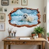 Stickers muraux: Trou de Mur B&eacute;b&eacute; Phoque 7