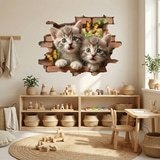 Stickers muraux: Trou de Mur Chatons Papillons 5