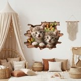 Stickers muraux: Trou de Mur Chatons Papillons 6