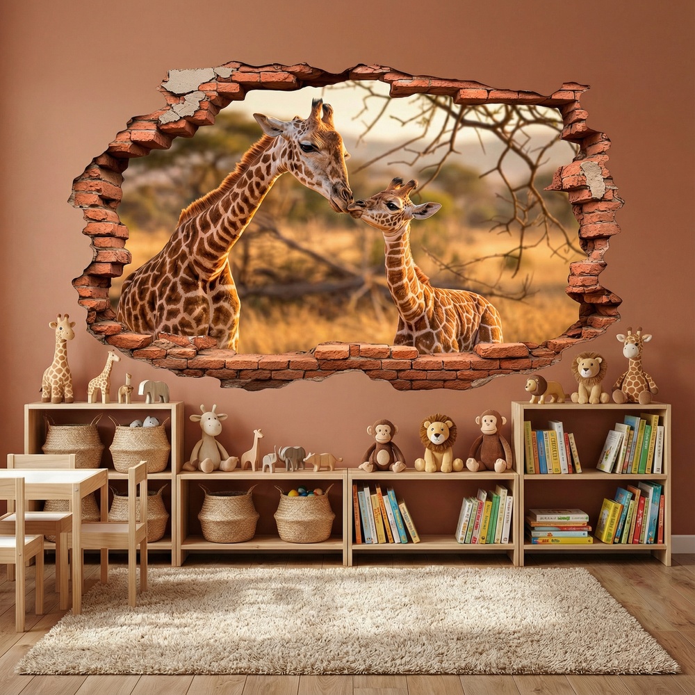 Stickers muraux: Trou de Mur Girafes dans la Savane