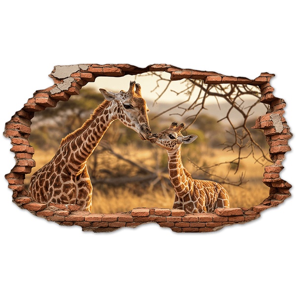 Stickers muraux: Trou de Mur Girafes dans la Savane