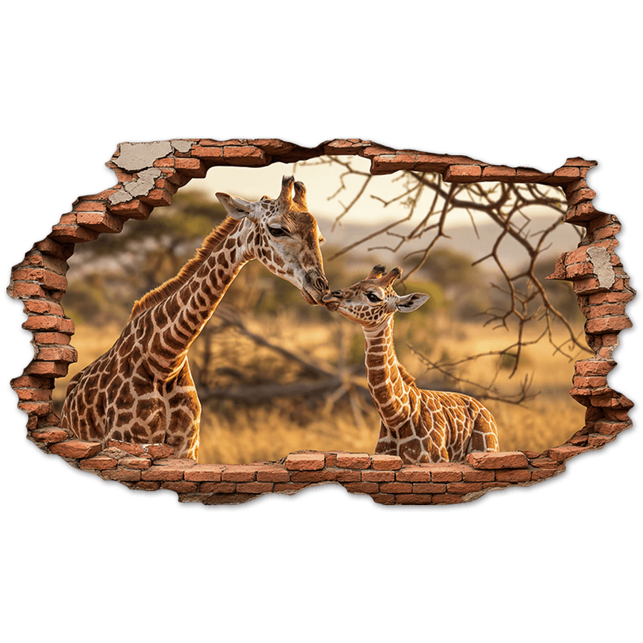 Stickers muraux: Trou de Mur Girafes Savane