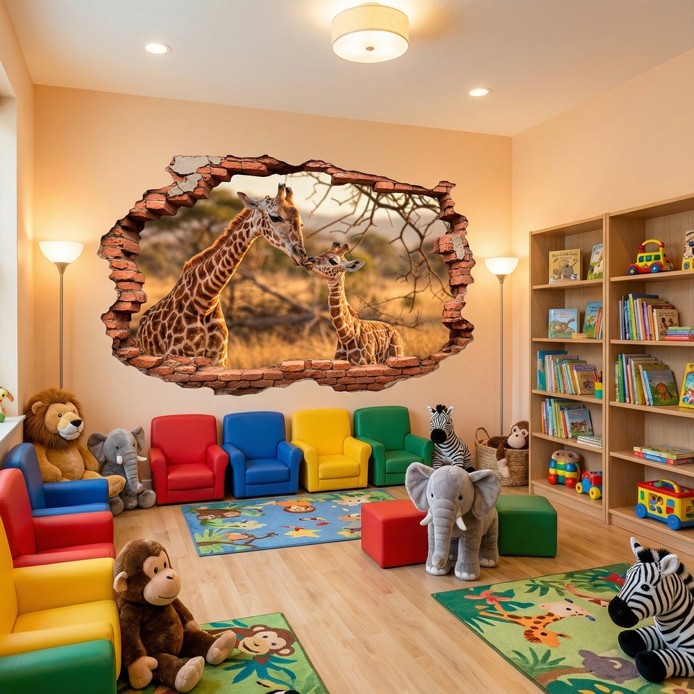 Stickers muraux: Trou de Mur Girafes dans la Savane