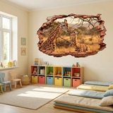 Stickers muraux: Trou de Mur Girafes Savane 8