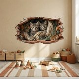 Stickers muraux: Trou de Mur Chatons Cordes 7