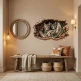 Stickers muraux: Trou de Mur Chatons Cordes 9