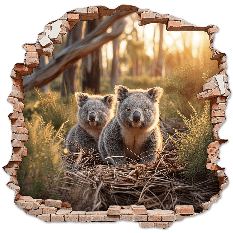 Stickers muraux: Trou de Mur Koalas For&ecirc;t