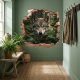 Stickers muraux: Trou de Mur Loup For&ecirc;t 4