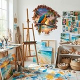 Stickers muraux: Trou de Mur Ara Tropical 10