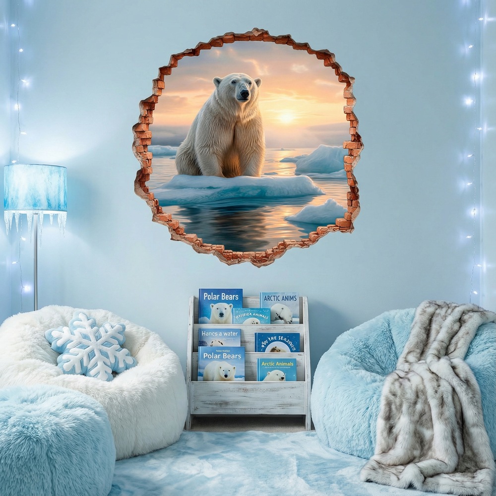 Stickers muraux: Trou de Mur Ours Polaire