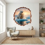 Stickers muraux: Trou de Mur Ours Polaire 8