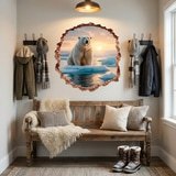 Stickers muraux: Trou de Mur Ours Polaire 9
