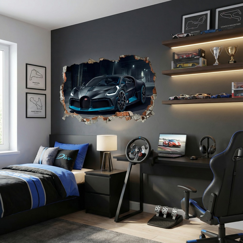 Stickers muraux: Trou de Mur Bugatti Divo