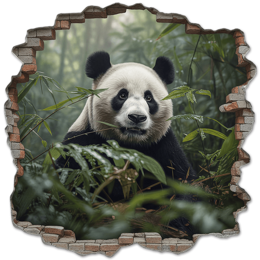 Stickers muraux: Trou de Mur Ours Panda