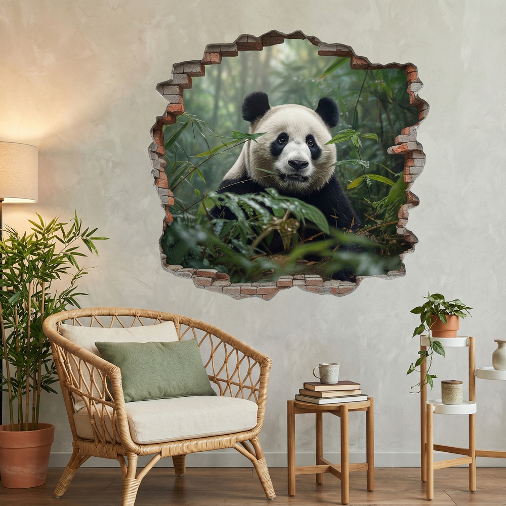 Stickers muraux: Trou de Mur Ours Panda