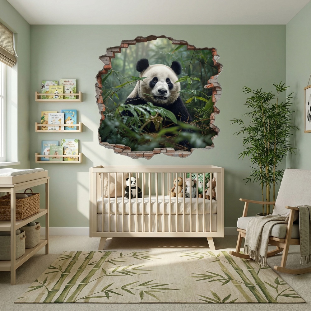 Stickers muraux: Trou de Mur Ours Panda