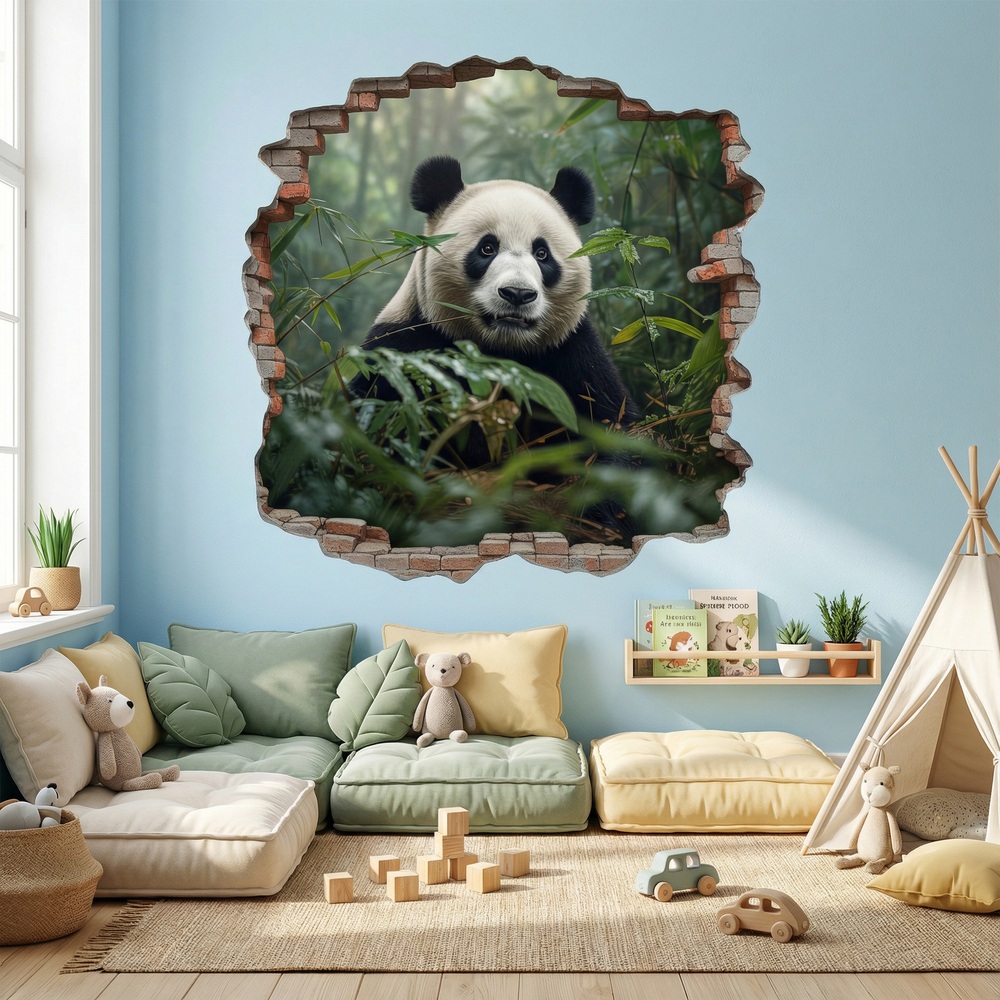 Stickers muraux: Trou de Mur Ours Panda