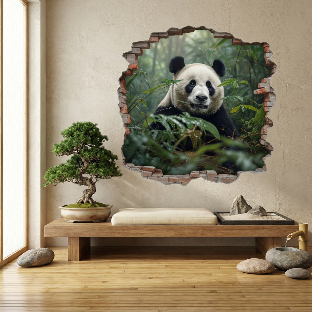 Stickers muraux: Trou de Mur Ours Panda