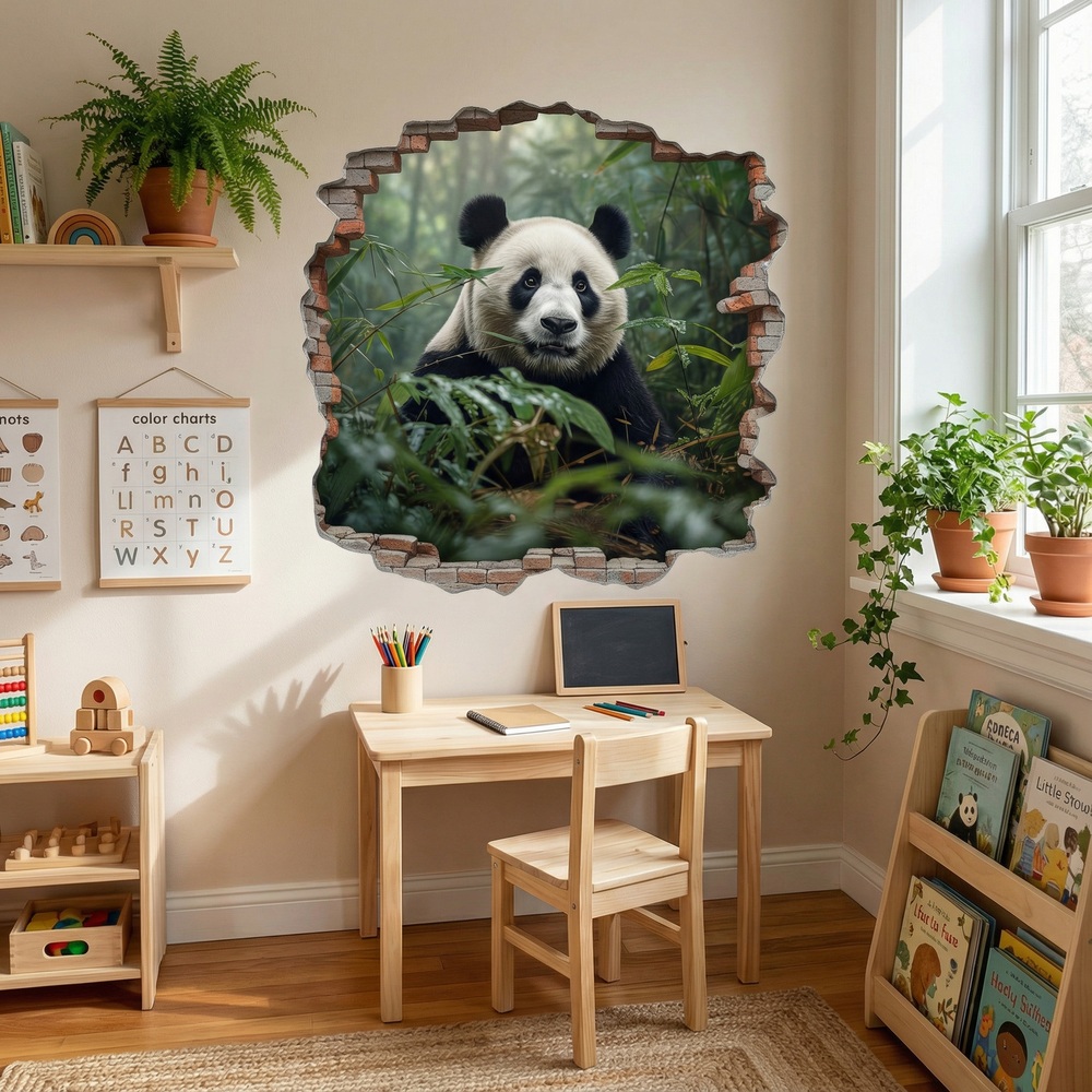 Stickers muraux: Trou de Mur Ours Panda