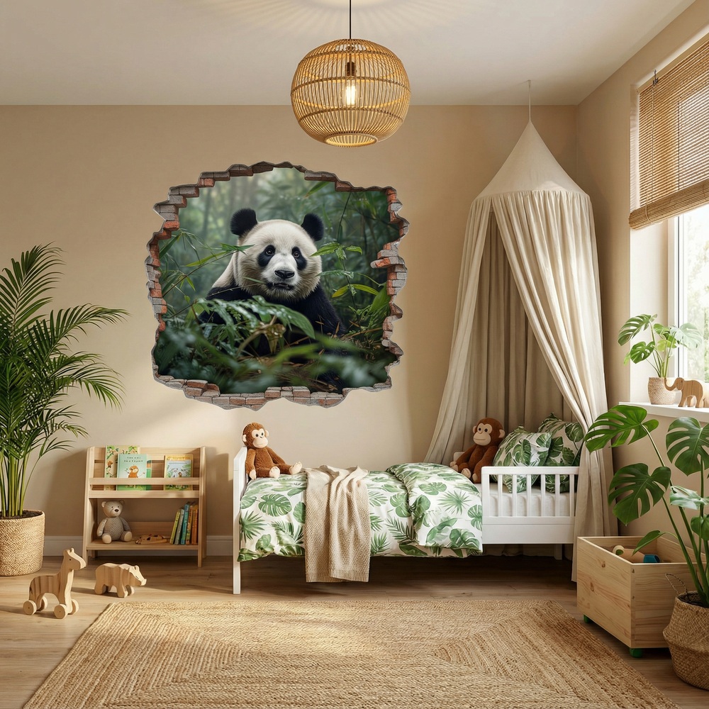 Stickers muraux: Trou de Mur Ours Panda