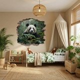 Stickers muraux: Trou de Mur Ours Panda 9