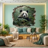Stickers muraux: Trou de Mur Ours Panda 10