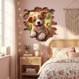 Stickers muraux: Trou de Mur Chiot Heureux 6