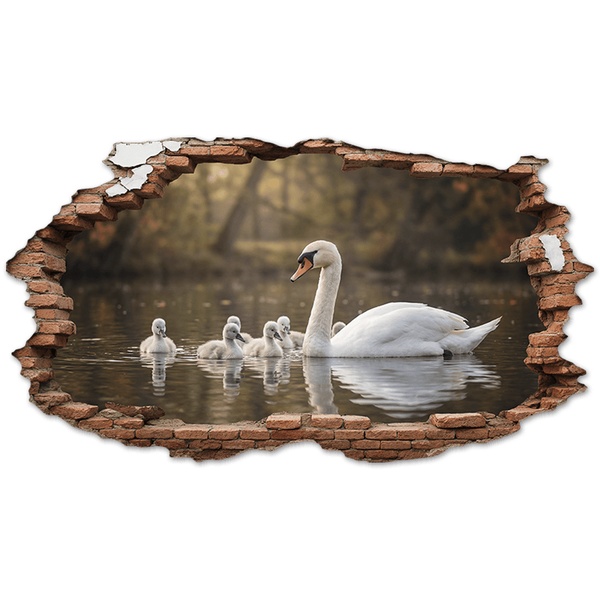 Stickers muraux: Trou de Mur Cygne Cygneaux