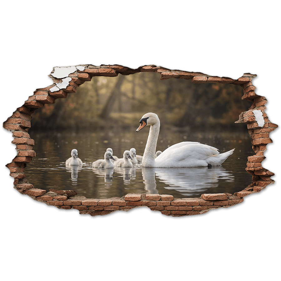 Stickers muraux: Trou de Mur Cygne Cygneaux