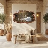 Stickers muraux: Trou de Mur Cygne Cygneaux 5