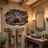 Stickers muraux: Sticker 3D Hippo Trou dans le mur 4