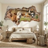 Stickers muraux: Trou de Mur Vaches Amusantes 4