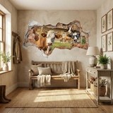 Stickers muraux: Trou de Mur Vaches Amusantes 6
