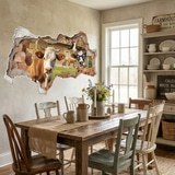 Stickers muraux: Trou de Mur Vaches Amusantes 8
