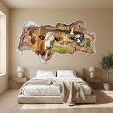 Stickers muraux: Trou de Mur Vaches Amusantes 11