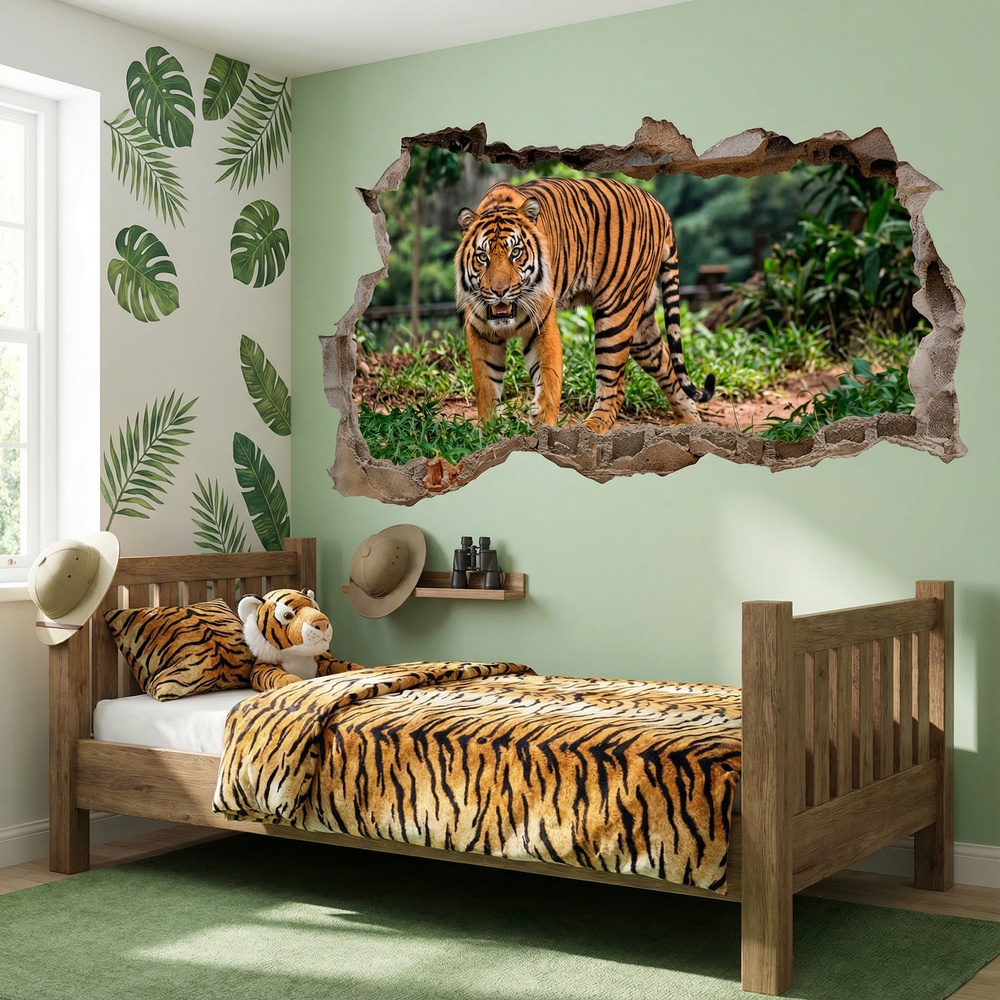 Stickers muraux: Trou de Mur Tigre Bengale