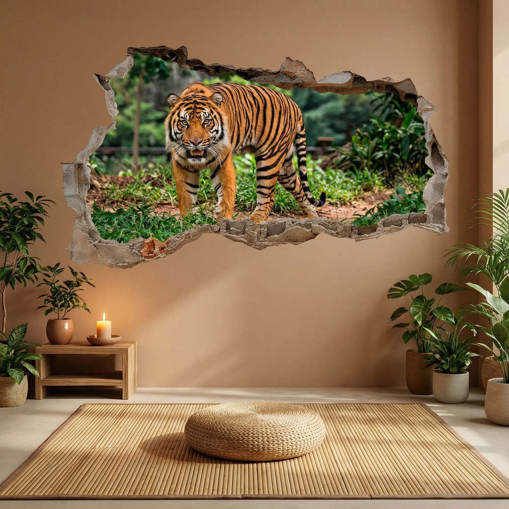 Stickers muraux: Trou de Mur Tigre Bengale